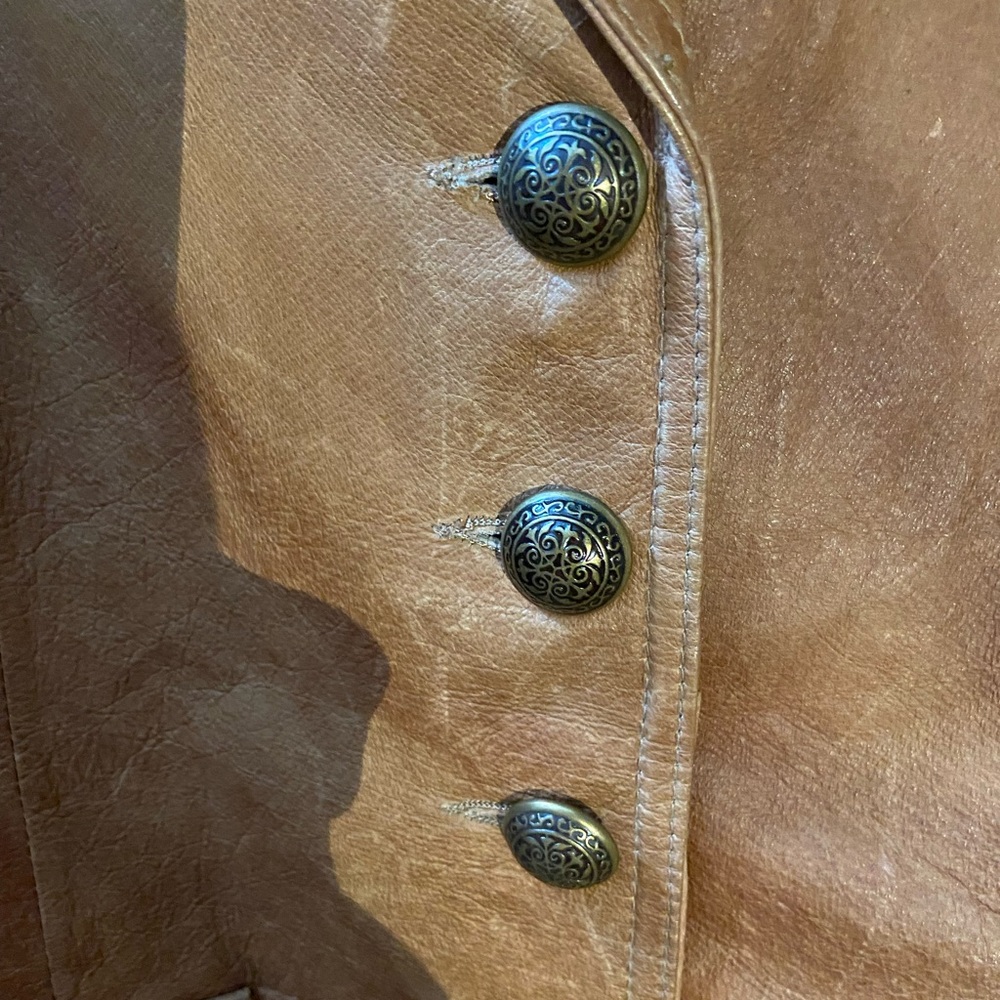 liz & co. Women's Tan Leather Button-Front Jacket - Picture 2 of 11